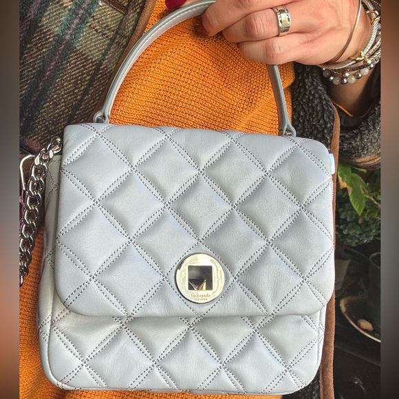 Authentic KATE SPADE Quilted leather turn lock flap satchel/Crossbody - Picture 3 of 13